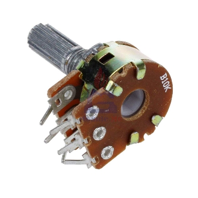 Picture of 2Pcs B10K 10K Ohm Potentiometer 6 Pins Split Shaft Rotary Linear Stereo Dual Taper Potentiometers Multicolor