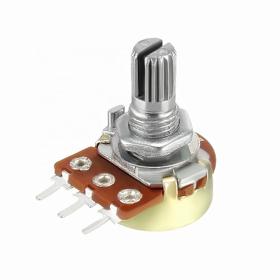 Picture of 2Pcs B10K 10K Ohm Potentiometer 3 Pins Split Shaft Rotary Linear Stereo Dual Taper Potentiometers Multicolor