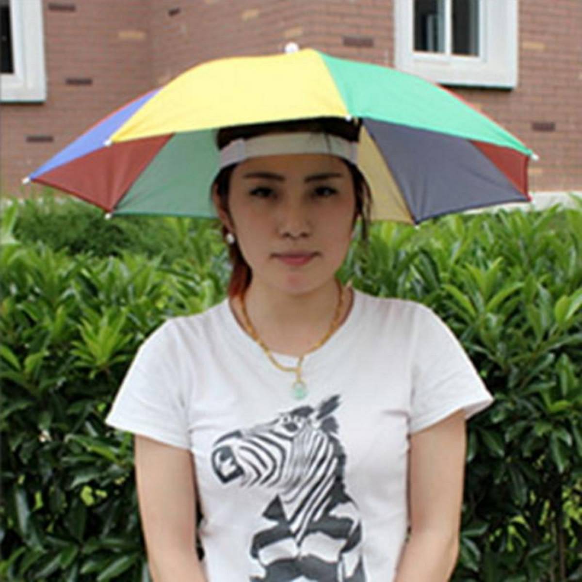 Picture of Head Umbrella Hat for Kids and Adults, Hands Free Umbrella Clear for Rain Sunny Golf