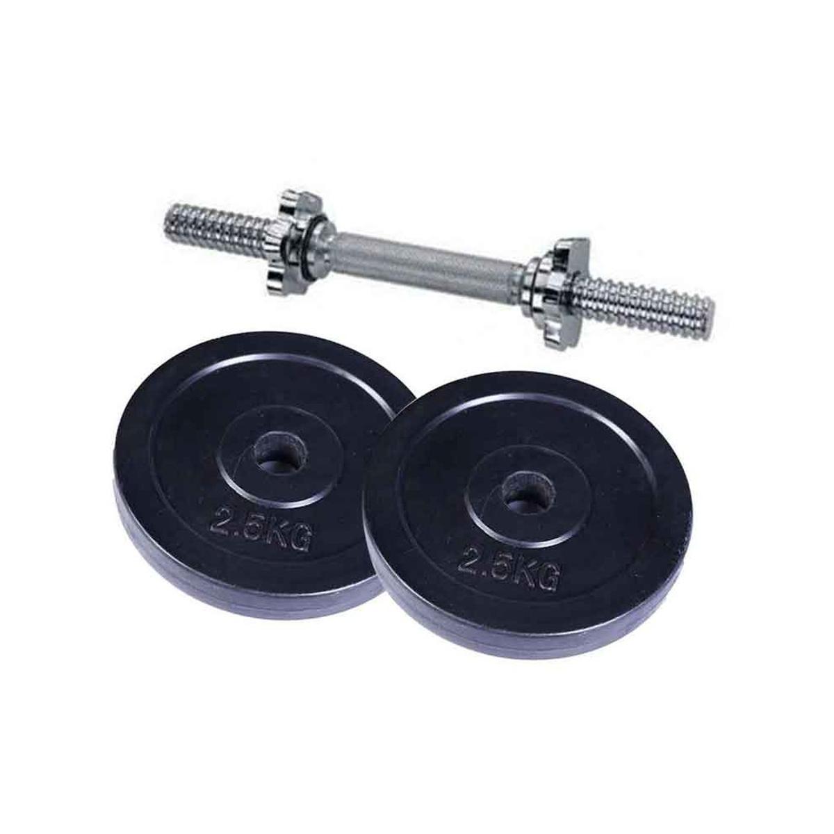 Picture of Dumbel set and Iron Plate Set With Stick - 5Kg - Black