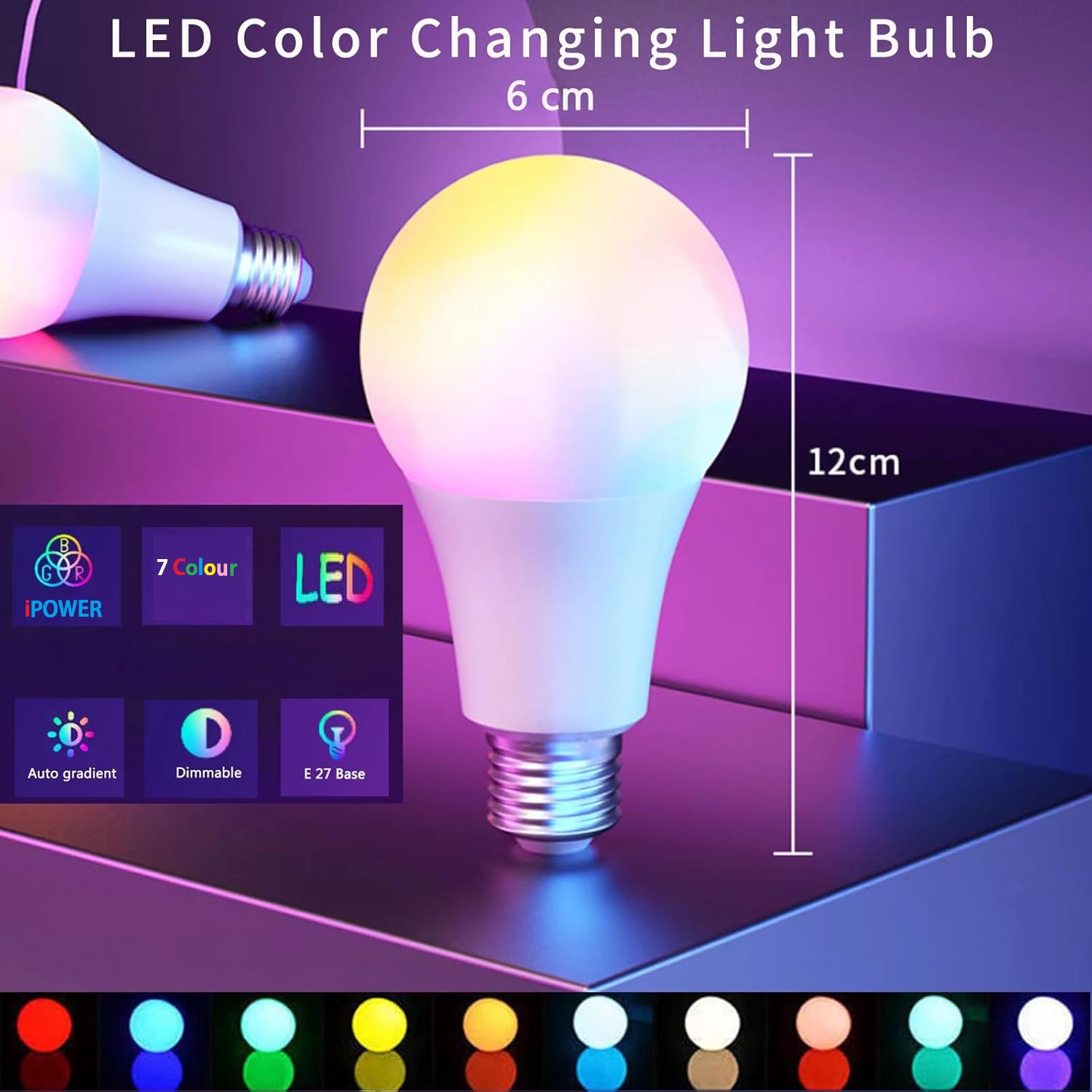 Picture of IB2501 iPOWER 7 colour RGB LED E-27 (A shape) Multicolor