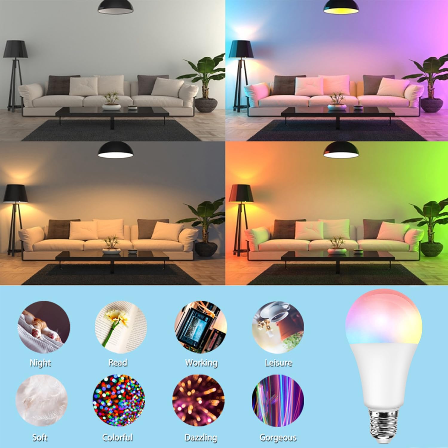 Picture of IB2501 iPOWER 7 colour RGB LED E-27 (A shape) Multicolor