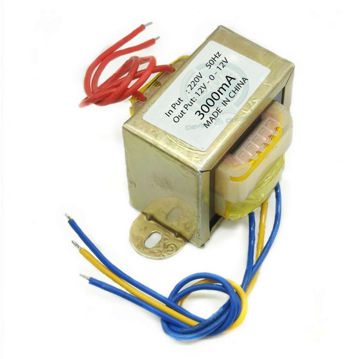 Picture of 12V-0-12V 3A Power Transformer ( Input: 220V/50Hz - Output: 12V-0-12V 3A ) Multicolor