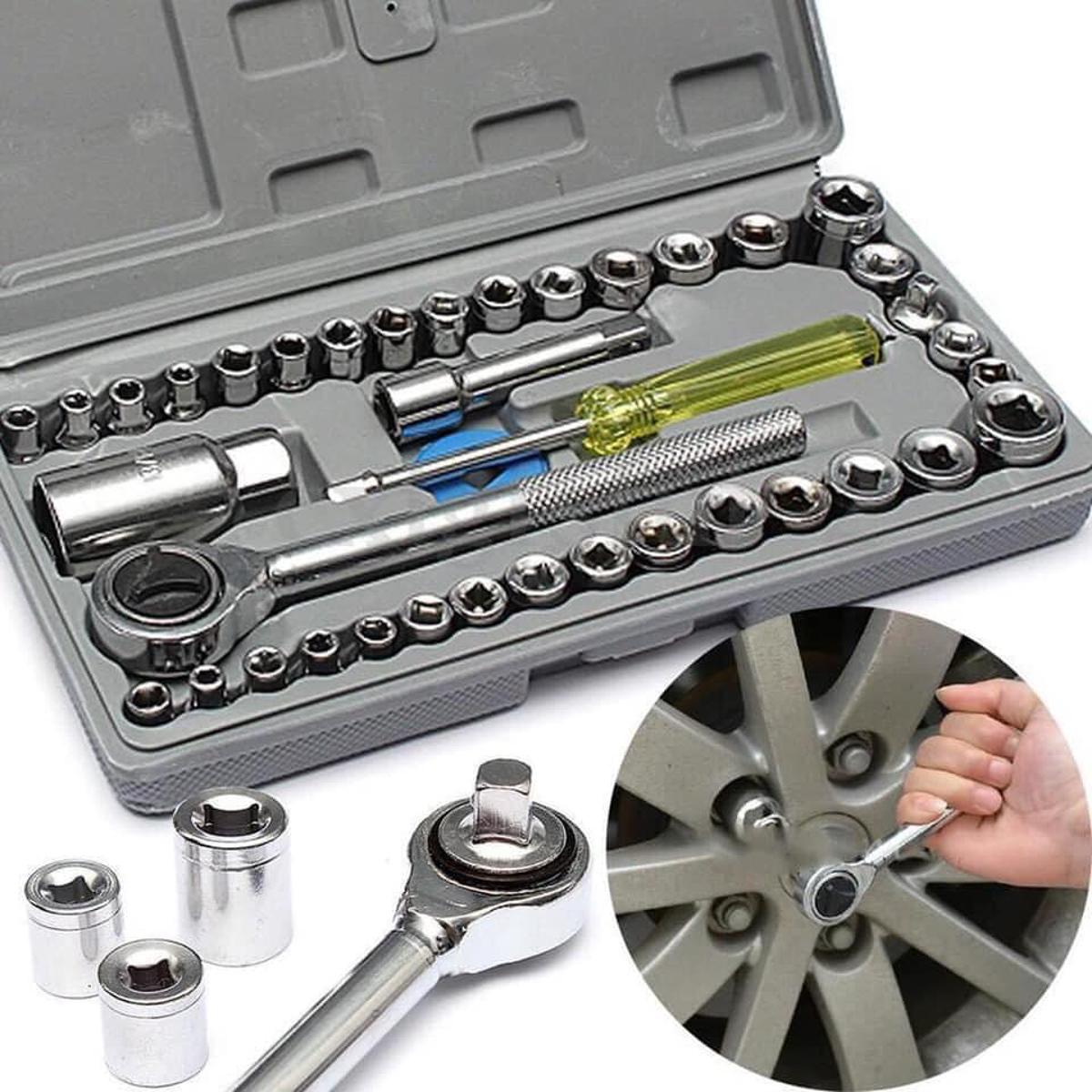 Picture of 40 in 1 Pieces Tool Kit and Screwdriver and Socket Set Automobile Tool Box Set