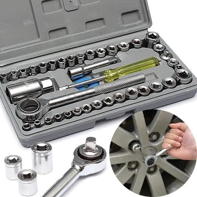 Picture of 40 in 1 Pieces Tool Kit and Screwdriver and Socket Set Automobile Tool Box Set