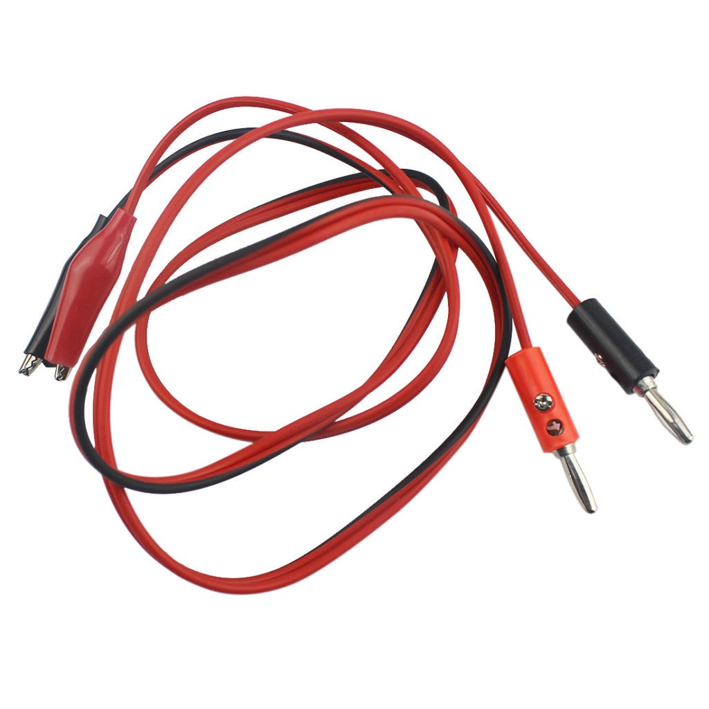 Picture of Multimeter Banana Plug to Alligator Clip Test Cable | Testing Electronic Work, Great for Laboratory Test Work (Red, Black, 1M) Multicolor