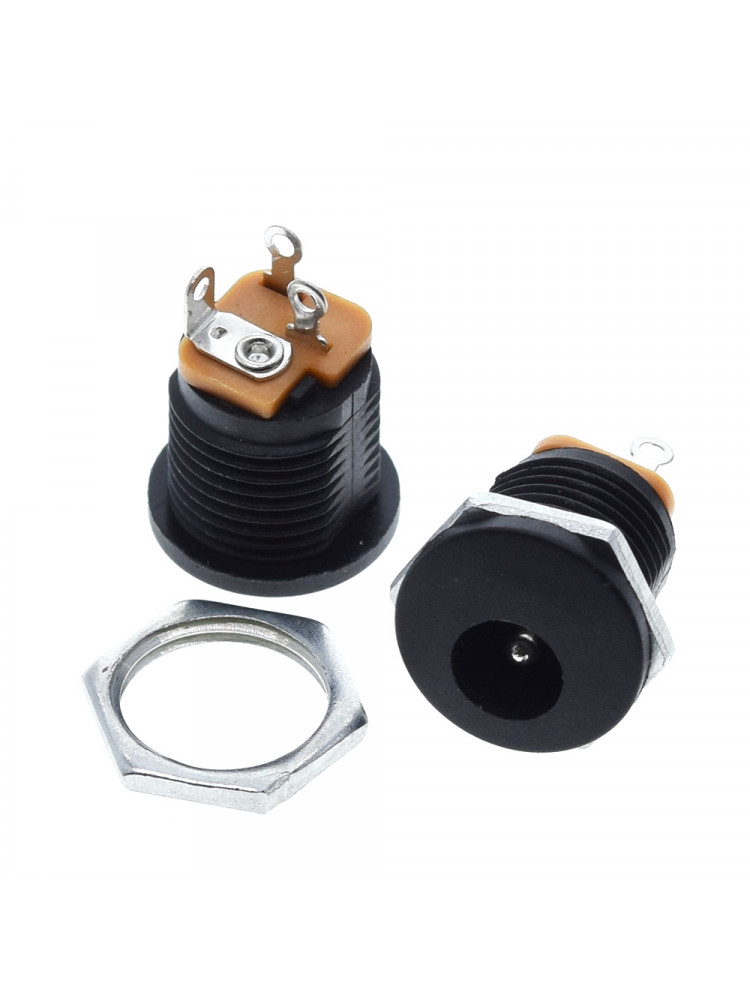Picture of DC Power Supply Jack Socket Female Panel Mount Connector 5.5mm 2.1mm (5pcs) Black