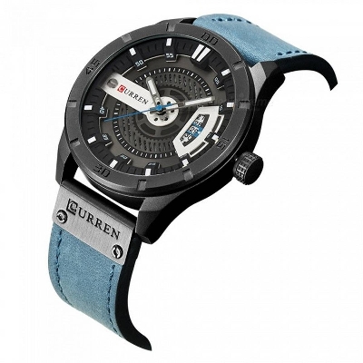 Picture of Curren 8301 - Leather Analog Clock for Men - Classic Blue Timepiece, Perfect for Every Stylish Man's Wardrobe - High Quality