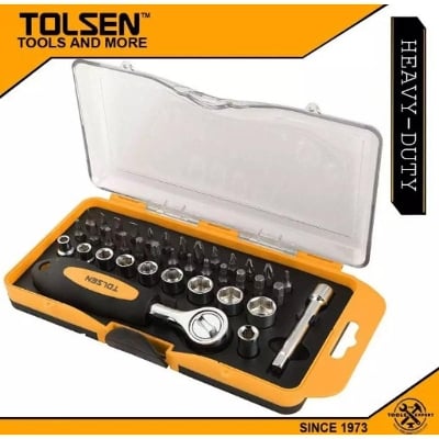 Picture of 38pcs Bit & Ratchet Socket Set (1/4" Drive) TPR Handle 20035