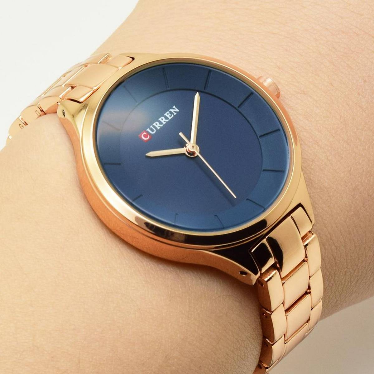 Picture of Curren 9015 Women'S Watch Luxury Stainless Steel Ladies Watch - Rose Gold & Blue - Watch For Women