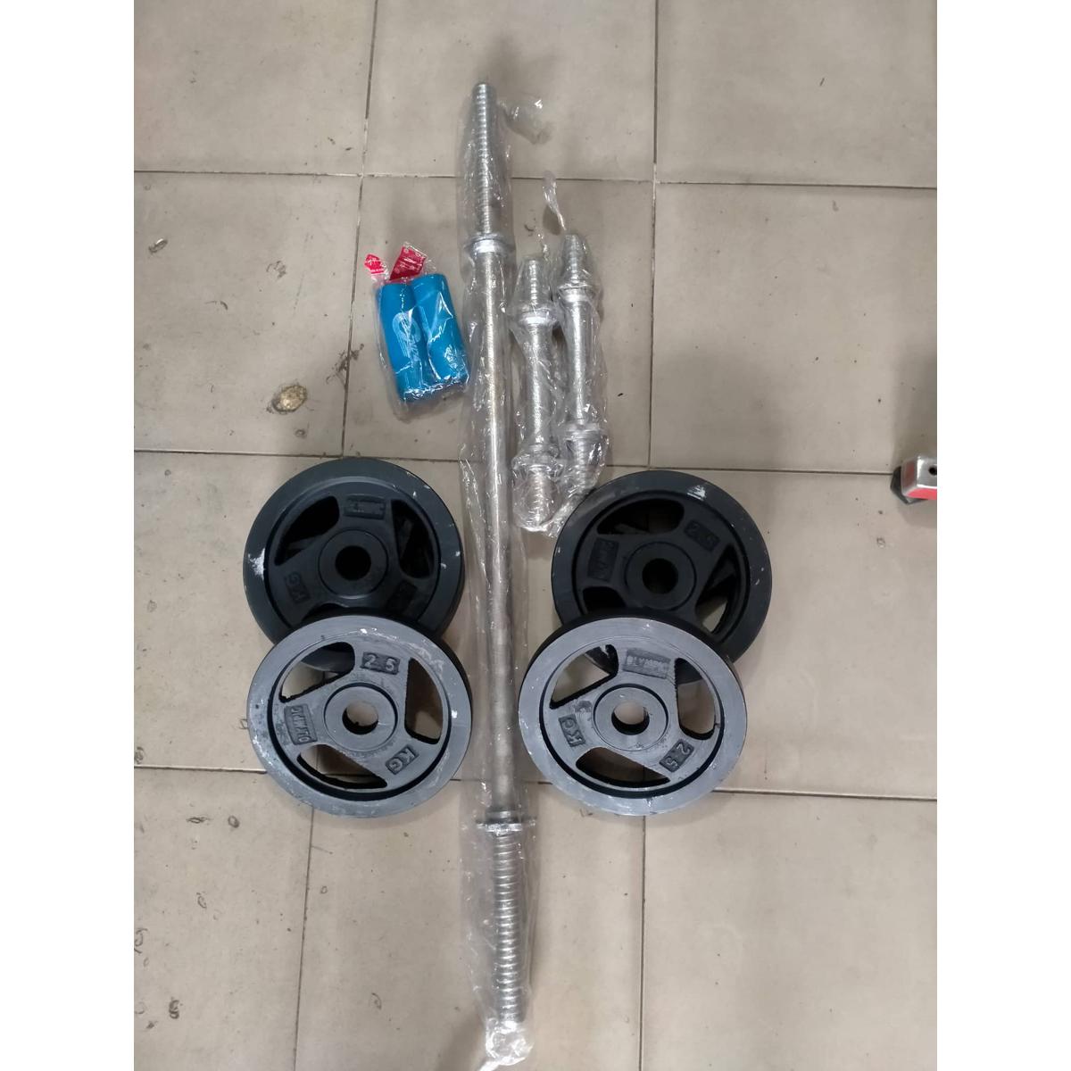 Picture of Dumbbell Set With Two 10 inchi Sticks and 3 fit burbell stick - 10Kg - Black and Silver