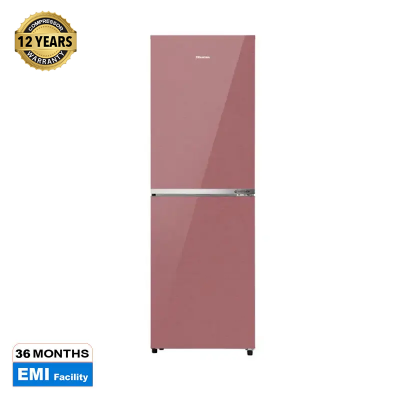 Picture of HISENSE 270 Liter Bottom Mount Frost Direct Cool Glass Door Inverter Refrigerator Dark Red (RB1G266NADR/BD3)