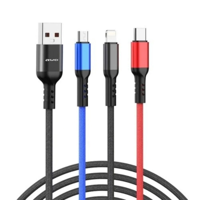 Picture of Awei CL-971 3 In 1 Cable 2.4A Fast Charging Wire - Grey