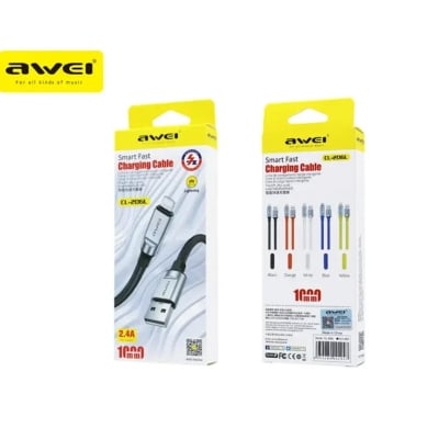 Picture of Awei CL-206L Lightning Cable Fast Charging 2.4A Data Sync Cord Quick Charge - White