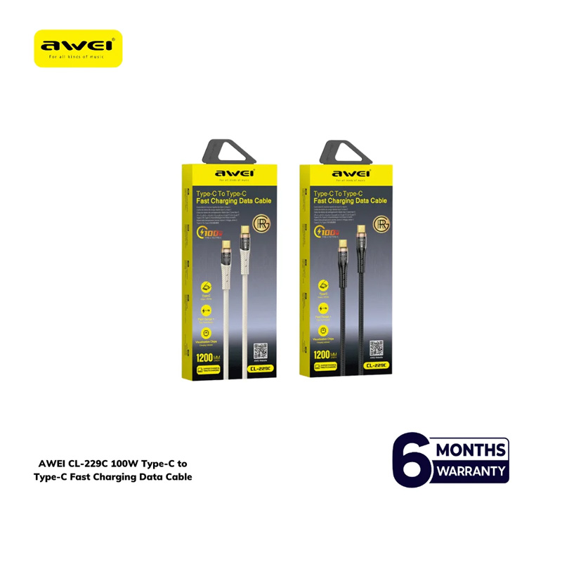 Picture of AWEI CL-229C 100W Type-C to Type-C Fast Charging Data Cable - Gray
