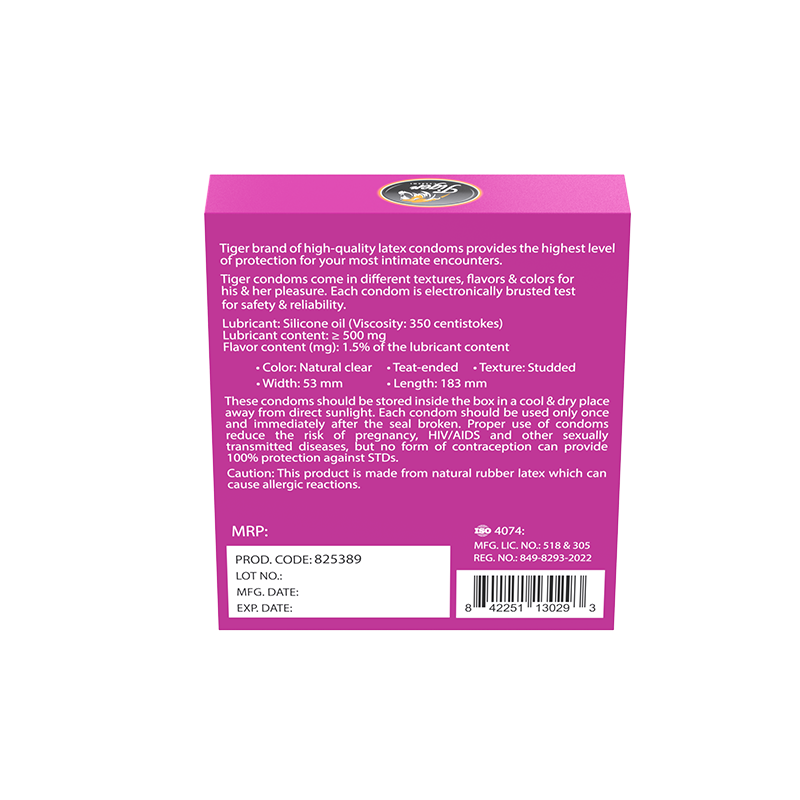 Picture of TIGER CONDOM RIBBED-STRAWBERRY FLAVOR (18 PCS)