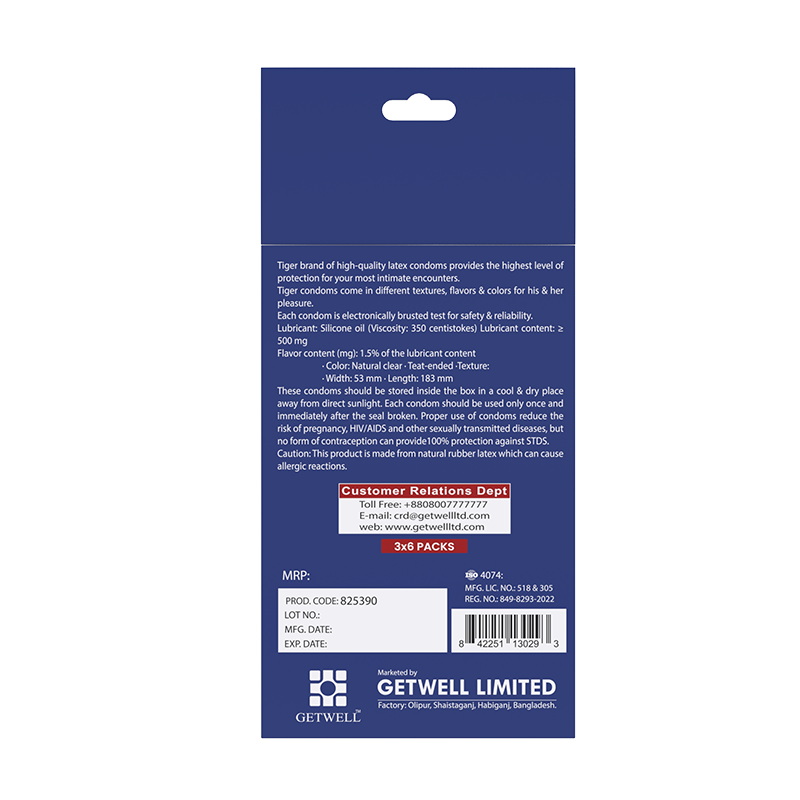 Picture of TIGER CONDOM ANATOMIC-ROSE FLAVOR (18 PCS)