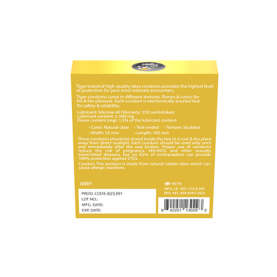 Picture of TIGER CONDOM PLAIN-GOLD BANANA FLAVOR (18 PCS)