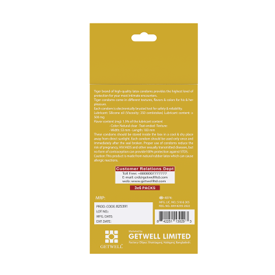Picture of TIGER CONDOM PLAIN-GOLD BANANA FLAVOR (18 PCS)