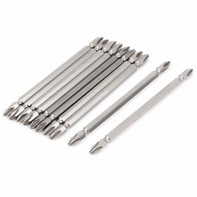 Picture of 10PCS 100 mm Shank S2 Alloy Double Ended PH1 PH2 PH3 Strong Magnetic Screwdriver Bits Set - White