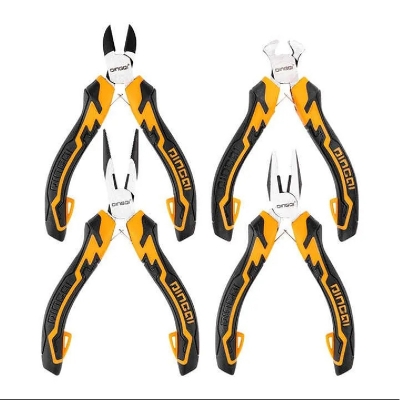 Picture of Ding Qi 5-Inch Mini Pliers 4-Piece Set | High-Quality Hand Tools for Electronics & DIY-23003 - Yellow