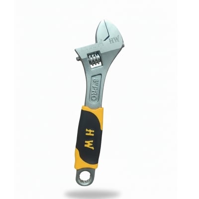 Picture of HW 8 Inch Adjustable Wrench – Professional Drop Forged Steel Spanner with Rubber Grip Handle | Heavy Duty Adjustable Spanner for Home & Workshop Use - Yellow