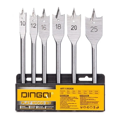Picture of “DINGQI 6 Pcs Flat Wood Bit Set – 10mm to 25mm | High Speed Precision Wood Drilling” - Silver