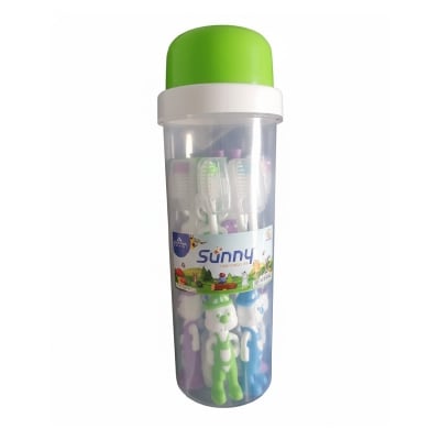Picture of Sunny Baby Soft Toothbrush 10pcs with 1 Free Jar White