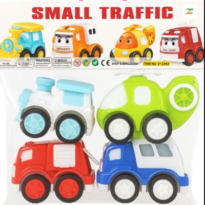 Picture of Rescue Team Toy Car Set 4 in 1 Premium Helping ,Friction Powered (All 4 Different Toys) - Police, Ambulance, Fire Car, Helicopter