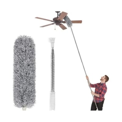 Picture of Ceiling Fan Cleaning Brush lMicrofiber Fan Duster Long Handle lFan Cleaning Flexible Mop for Home,Car,Kitchen,Office lExtendable Duster Silver