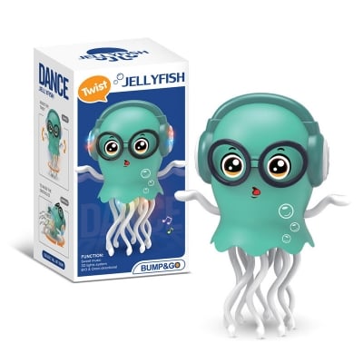 Picture of Dancing Electric Jellyfish Toy with LED and Music Crawl Interactive Obstacle Avoidance Sensor Musical Toys for Kid