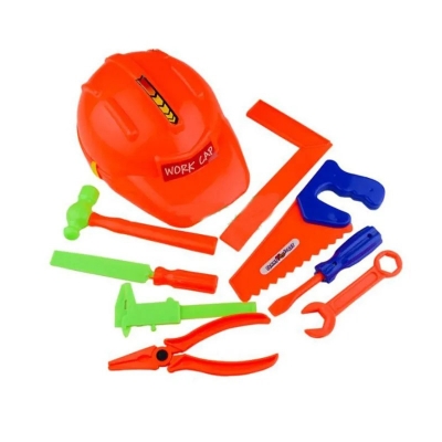Picture of Construction Helmet With Mechanic Tools Toy 9pcs Set - Baby Toys