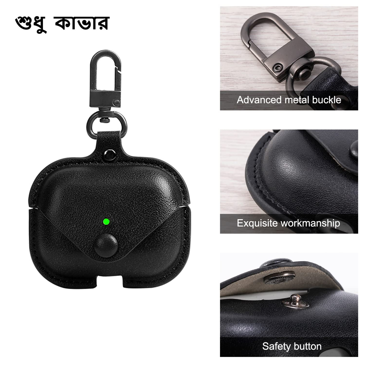 Picture of AirPods Pro-2 Magnet Leather PU Case with Hook For apple & Airpods a9 pro cover