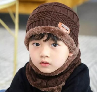 Picture of EMPOISON Kids Warm Winter Beanie Hat & Scarf Set for Boys Girls. Stylish Knit Skull Cap with Fleece Lining, Cold Snow Knit Cap, Air Proof Cap, Ear Warmer Cap