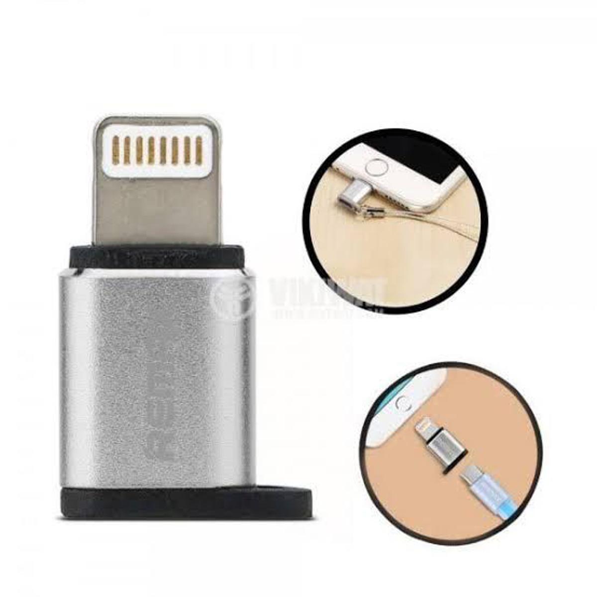 Picture of Micro USB Type-B To Iphone Lighting Charging Metal Converter