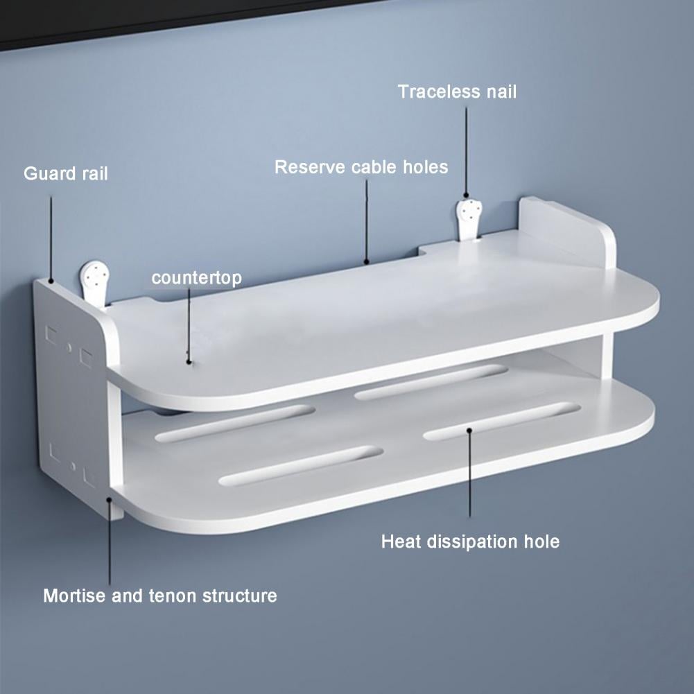 Picture of New Wifi Router Stand Double Layer Wall Mounted Home decorator PVC Tarpaulin - 2 Layer Wood Desk Set - Cloth Stand Wifi Modem Router Mobile Stand, Router, bathroom accessories, bathroom accessories corner rack, bathroom self, Jainamaz stand