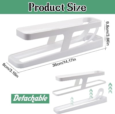 Picture of 1 pic Double-Layer Egg Dispenser Automatic Roll-Down Egg Storage Rack Slide Egg Carton Refrigerator Egg Basket Kitchen Countertop Egg Holder
