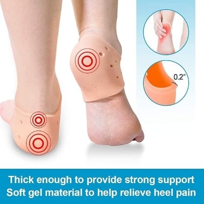 Picture of Silicone Protector Sleeve Heel Pads Heel Cups Plantar Fasciitis Support Feet Care Skin Repair Cushion Half-yard Socks Gel Heel