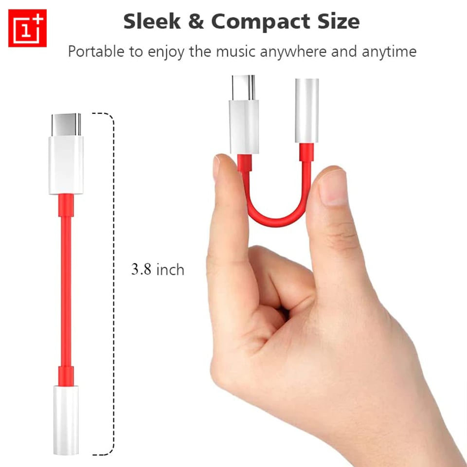 Picture of OnePlus Type-C To 3.5mm Audio Adapter Dongle .One Plus USB Type C Converter Cable To 3.5 mm Earphone Jack Adapter.