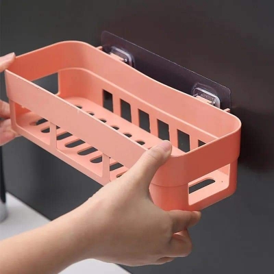 Picture of 1pic Bathroom Storage Rack Kitchen Organizer Shelf Black Shelves Corner Frame Iron Shower Punch Free Mounted Caddy Rack