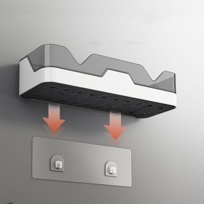 Picture of 1pic Bathroom Shelf Organizer No Drill Organizer Shower Storage Rack Wall Mount Plastics Toilet Shampoo Holder Bathroom Accessories