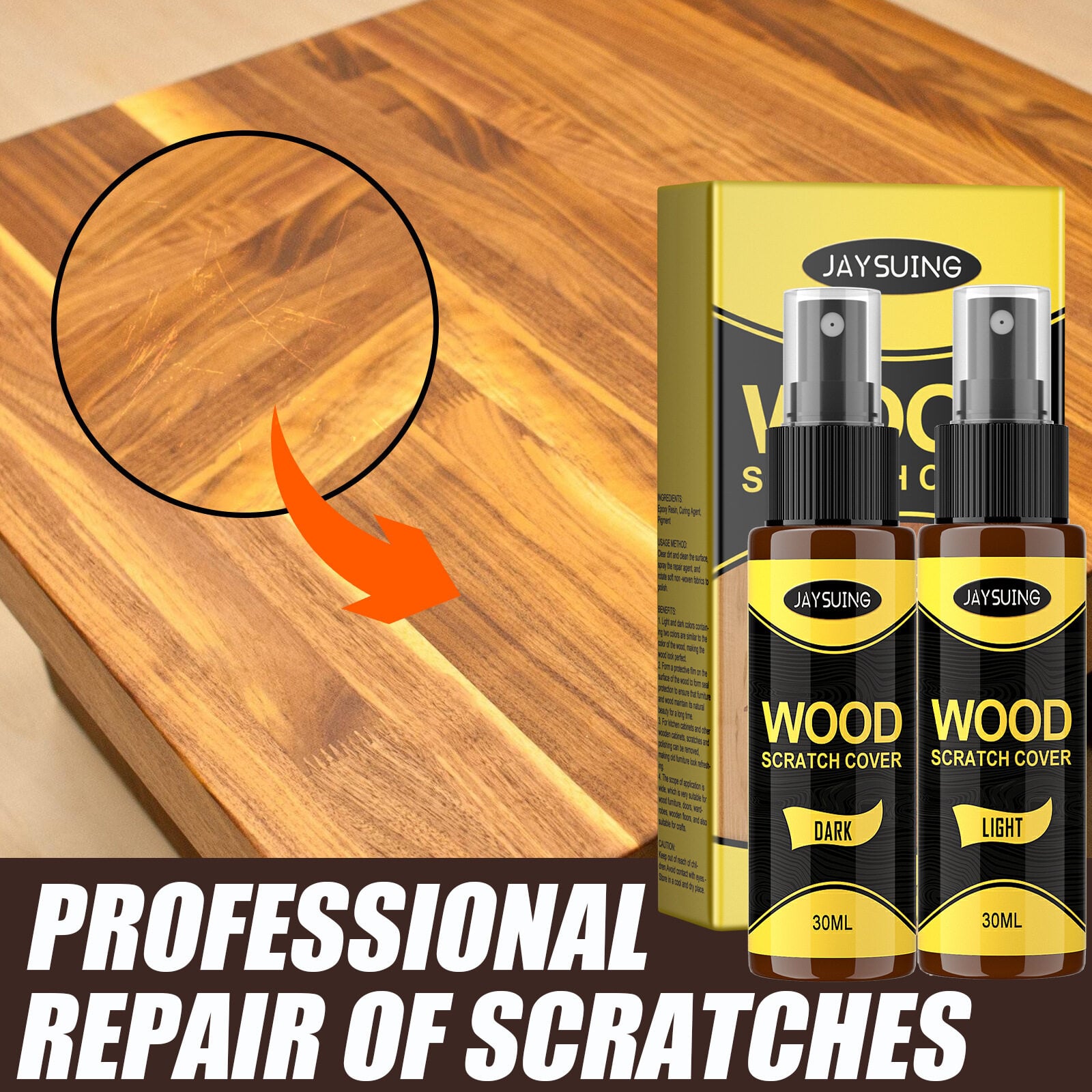 Picture of Furniture Polishing Beeswax Spray Wooden Floor Cleaning Maintenance Wood Table Shiny Wear Resistant Mul Wood Scratch RepairEzy – (Clear) - Scratched Wood Repair - Hardwood Floor Touch Up - Furniture Scratch Remover - Glossy, Ultra Strong Clear Filler 2pic
