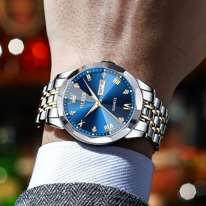 Picture of O'levs 9931 New Business Quartz Watch For Men Luxury Diamond Dial Waterproof Stainless Steel Strap Men Wristwatch