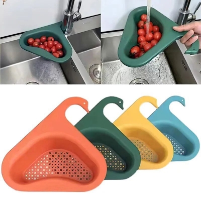 Picture of Sink Strainer Colander Drain Basket, Multifunction Saddle-Shaped Mesh Strainer, Corner Food Strainer Over The Sink for Kitchen Waste, Vegetable, Fruits