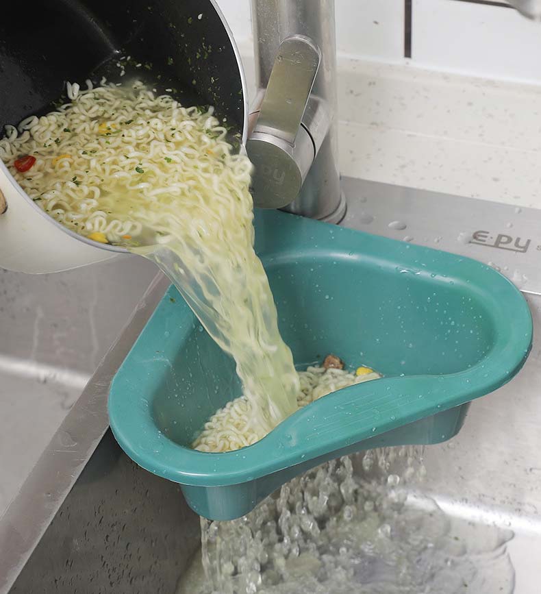 Picture of Sink Strainer Colander Drain Basket, Multifunction Saddle-Shaped Mesh Strainer, Corner Food Strainer Over The Sink for Kitchen Waste, Vegetable, Fruits