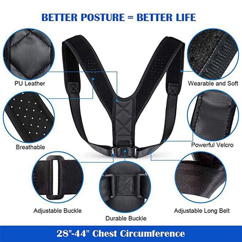 Picture of Body Fitness Belt Posture Corrector Belt Adjustable Back Correction Strap Shoulder Brace Belt Straighten