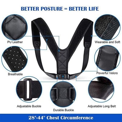 Picture of Body Fitness Belt Posture Corrector Belt Adjustable Back Correction Strap Shoulder Brace Belt Straighten