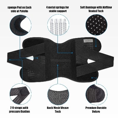 Picture of Knee Cap for Men and Women, Adjustable Knee Support Patella, Knee Brace for Knee Pain Relief, Ligament Injury, Protection at Gym, Running,and Sports(pair) (free size]