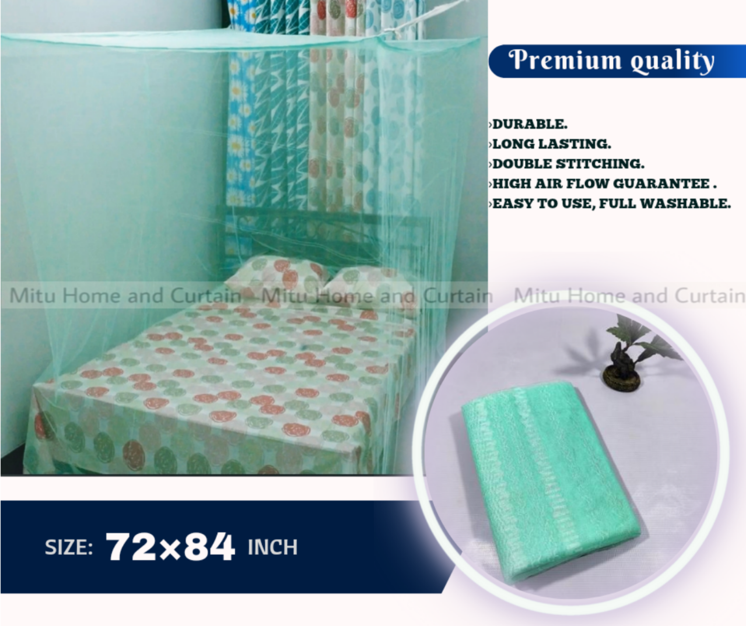 Picture of Floral Magic Mosquito Net 6'*7' feet King size moshari Cream Multicolor