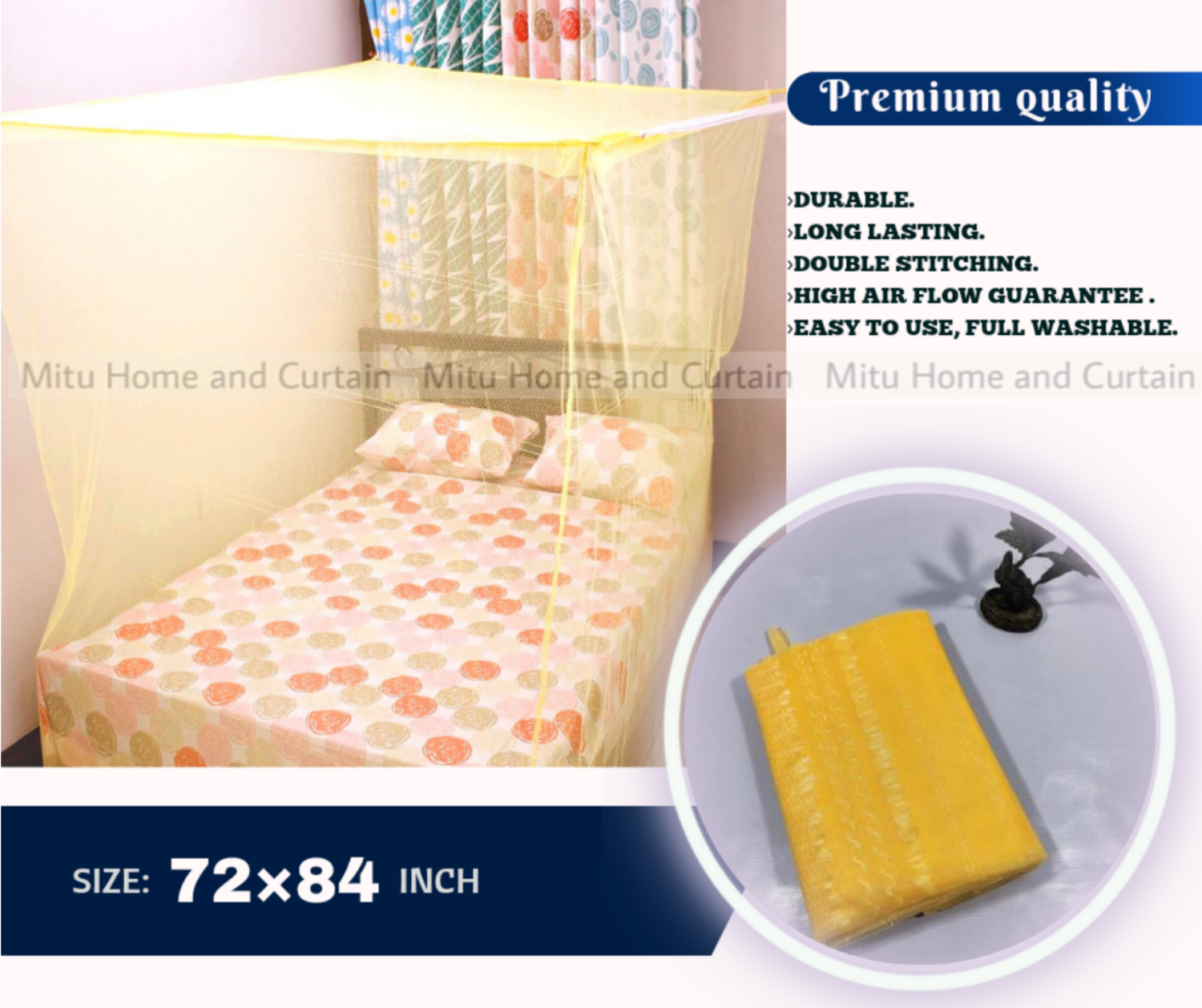 Picture of Floral Magic Mosquito Net 6'*7' feet King size moshari Cream Multicolor